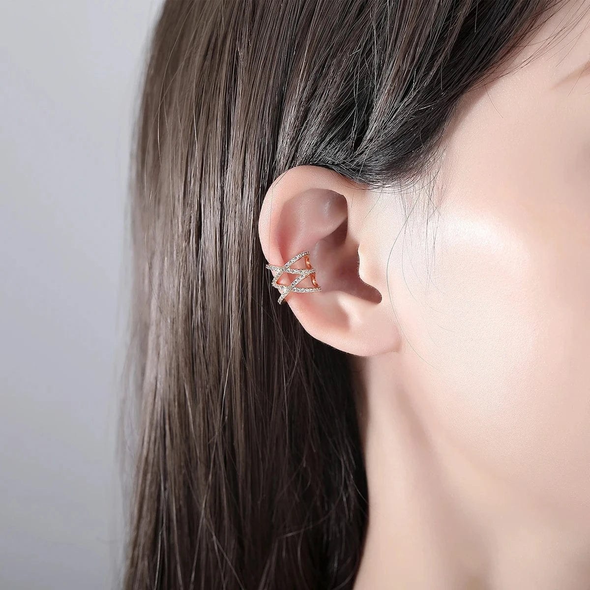 LUOTEEMI Korea Woman Woven Lady Earing Fashion Accessory C Shape Brass Earring Charm