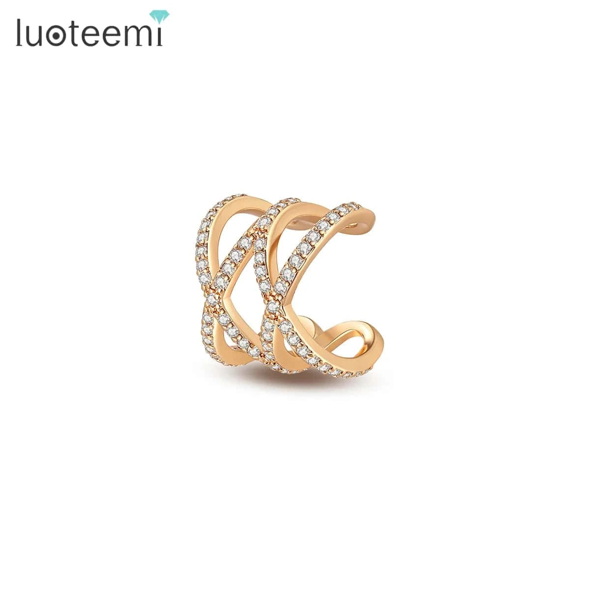 LUOTEEMI Korea Woman Woven Lady Earing Fashion Accessory C Shape Brass Earring Charm