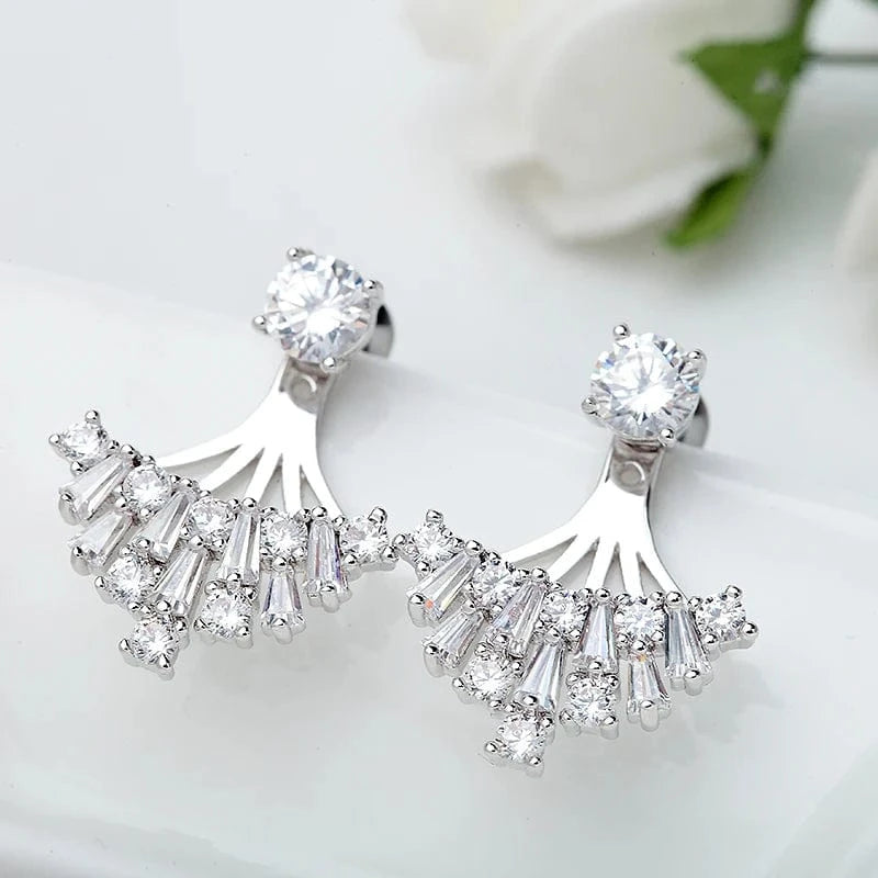 LUOTEEMI New Cubic Zirconia Wedding Bridal Silver CZ Rhinestone Girls Necklace Earring Jewelry Sets