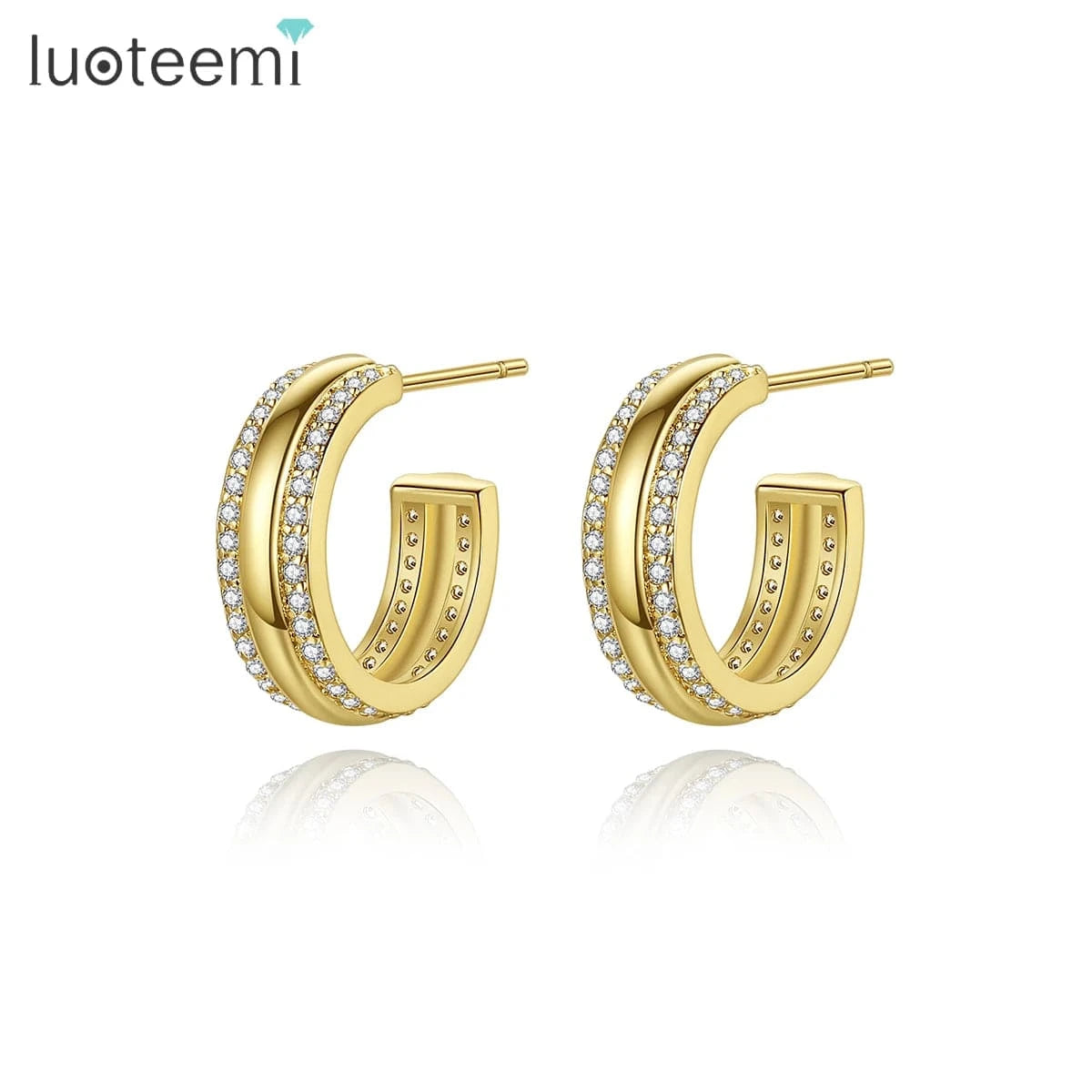 LUOTEEMI New Designer Brand Woman Earing Charm Korea Thin Hoop Classy Mini Claw Bright Earring Fashion