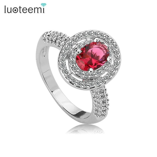 LUOTEEMI Wholesale New Arrival Fashion Women Luxury Wedding Engagement Bridal Oval Cubic Zirconia Ring