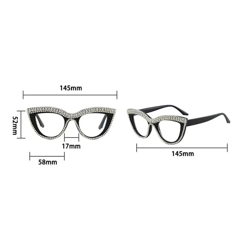 Luxurious diamond cat-eye reading glasses for women, fashionable and classic reading glasses