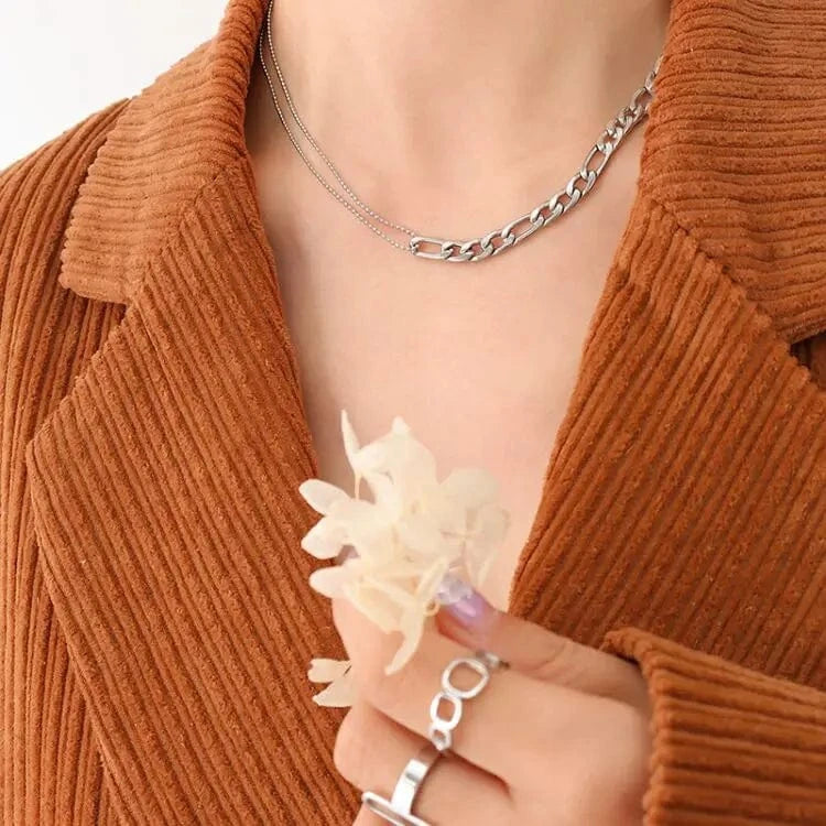 Luxury 18K Gold Stainless Steel Fashion Necklace and Bracelet Jewelry Sets Women