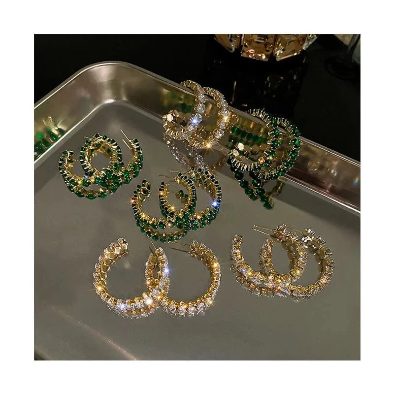 Luxury 925 Silver Pin Hypoallergenic CC Earrings Exquisite Crystal Rhinestone Hoop Earrings Designer Jewelry Jewelry for Women