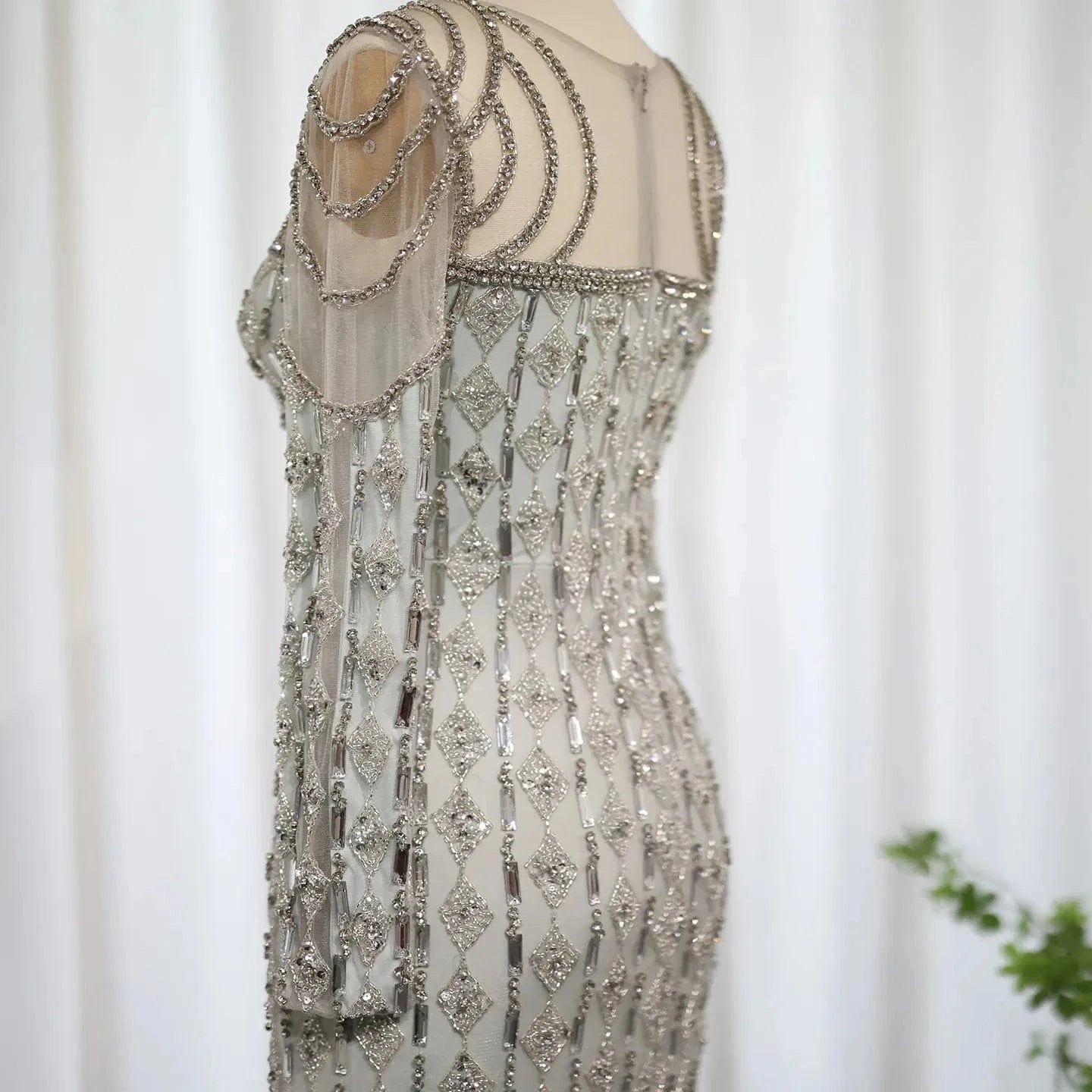 Luxury Arabic Sage Green Dubai Evening Dresses Mermaid Muslim Long Sleeves Islamic Women Wedding Party Gowns Sz398-2