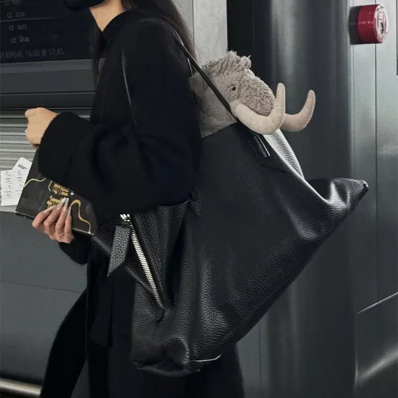 Luxury Brand Design Tote Bag Women's Fashion Irregular High - end Simple Large - capacity Handbag High - quality Leather Shoulder Bag - SN Wigs & More