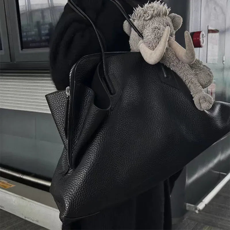 Luxury Brand Design Tote Bag Women's Fashion Irregular High - end Simple Large - capacity Handbag High - quality Leather Shoulder Bag - SN Wigs & More