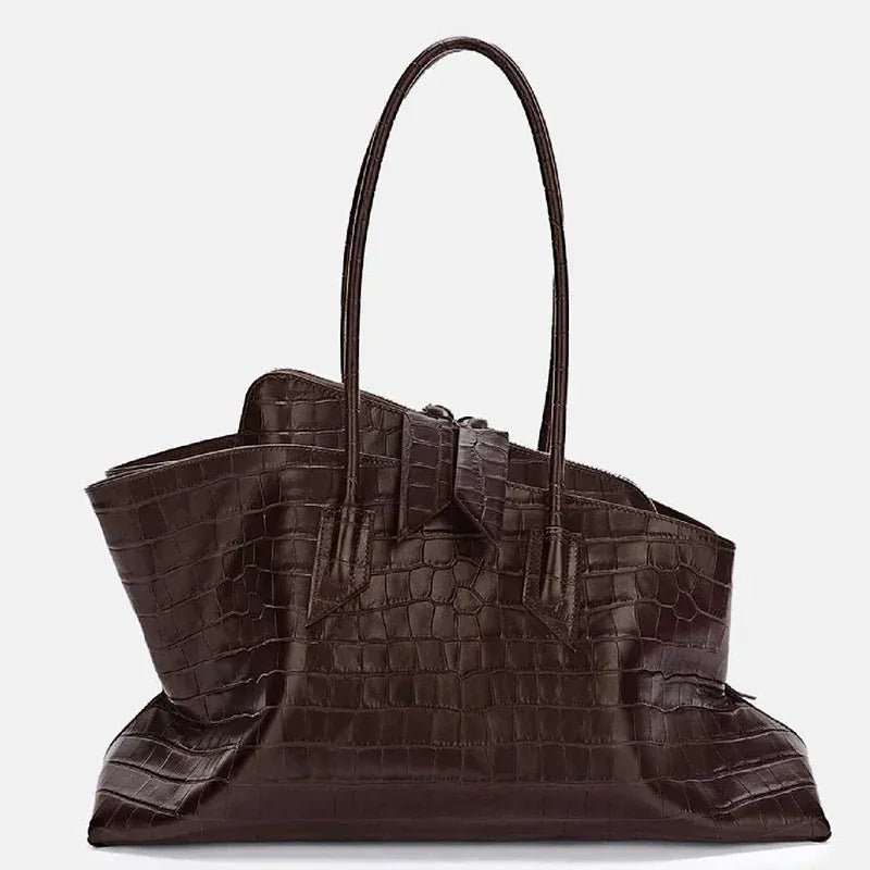 Luxury Brand Design Tote Bag Women's Fashion Irregular High - end Simple Large - capacity Handbag High - quality Leather Shoulder Bag - SN Wigs & More