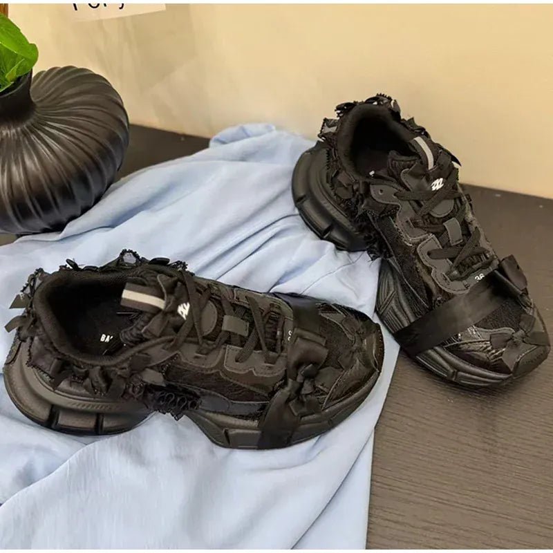 Luxury Brand Thick - soled Sports Shoes Women Bow Tie Casual Run Shoe Versatile Mesh Breathe Comfort Outdoor Large Size Women Shoe - SN Wigs & More