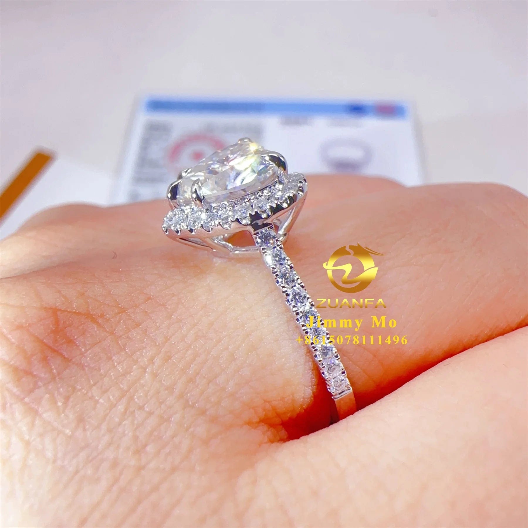 Luxury Bridal Jewelry Elegant 14k Solid White Gold 2Ct Heart VVS Moissanite Diamond Women Engagement Band Ring