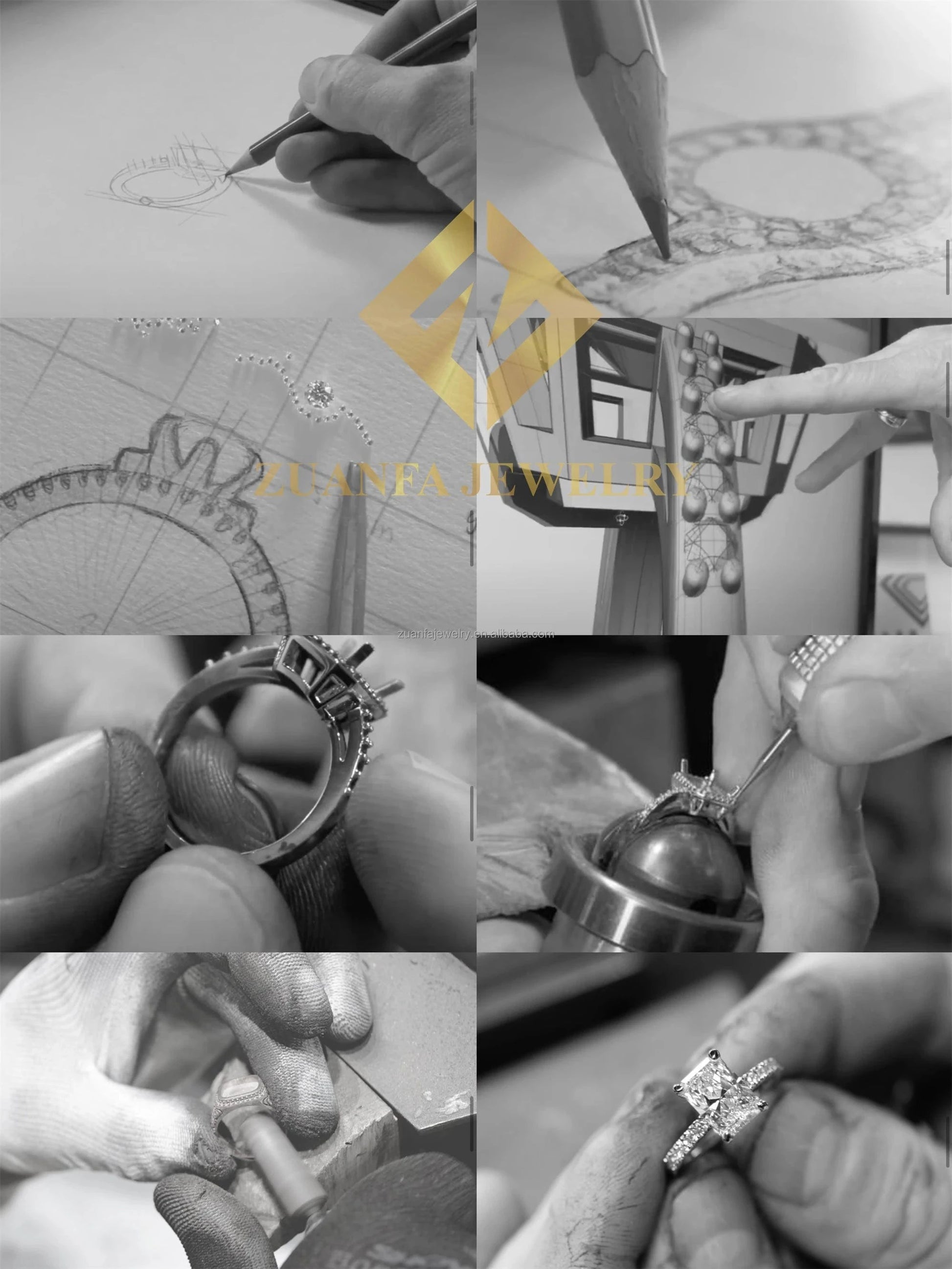 luxury design Women Wedding Ring Jewelry  925 silver 10K White gold Crushed  Radiant Moissanite Diamond engagement ring