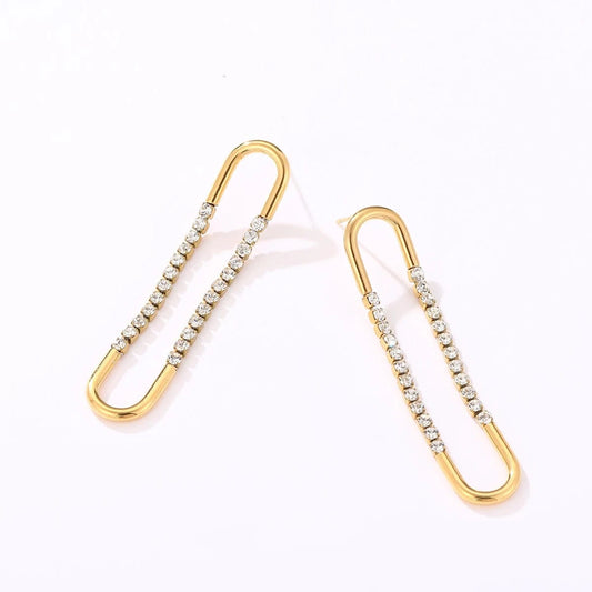 Luxury Diamond Earring Jewelry Set Women 18K Gold Plated Stainless Steel Zircon Drop Hoop Big Circle Huggies Statement Earrings