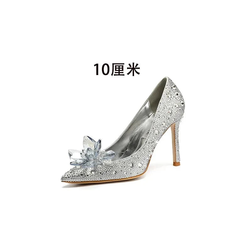 Luxury Diamond High Heel Stilettos for Ladies Wedding Bridal Dress Crystal Heel Pumps