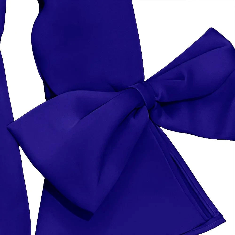 Luxury Dresses for Women V Neck Flare Sleeve Sheath White Blue High Quality Female Birthday Party Dinner Wear Mermaid Dress Robe