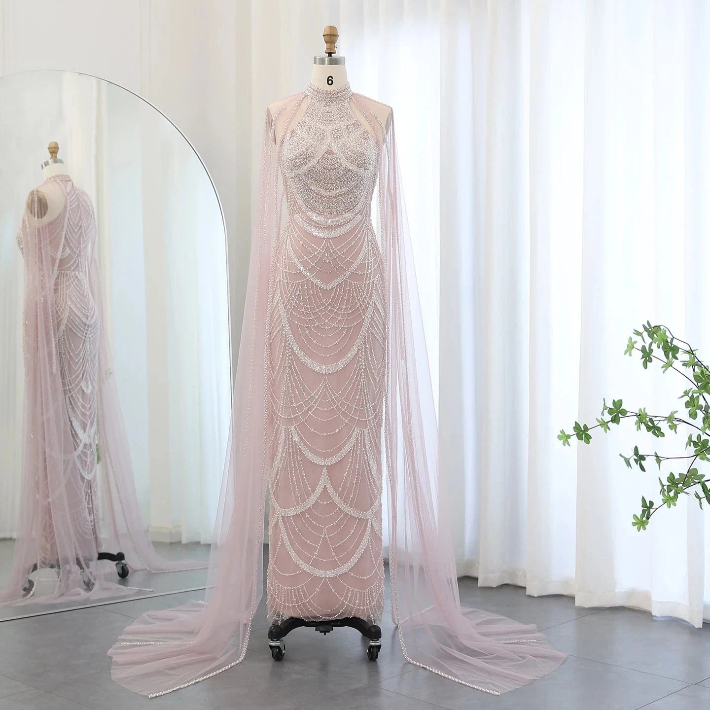 Luxury Dubai Mermaid Green Evening Dresses With Gloves 2024 Elegant Saudi Arabia Women Wedding Party Gowns Sz209