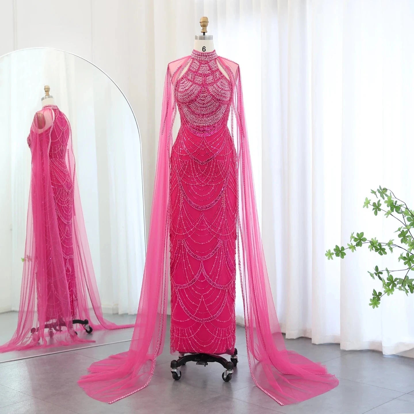 Luxury Dubai Mermaid Green Evening Dresses With Gloves 2024 Elegant Saudi Arabia Women Wedding Party Gowns Sz209