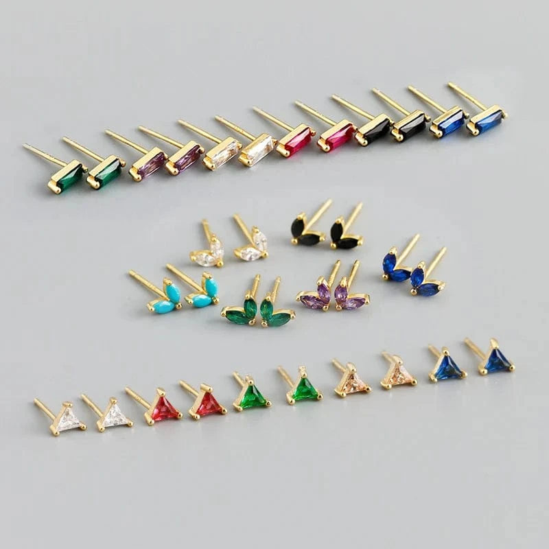 Luxury earrings studs set round cubic zirconia bezel setting diamond 925 gold plate piercing woman flower stud earrings jewelry