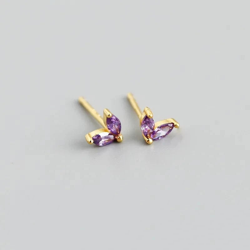 Luxury earrings studs set round cubic zirconia bezel setting diamond 925 gold plate piercing woman flower stud earrings jewelry