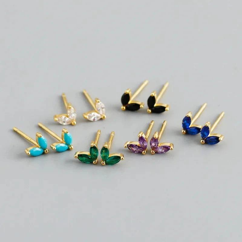 Luxury earrings studs set round cubic zirconia bezel setting diamond 925 gold plate piercing woman flower stud earrings jewelry
