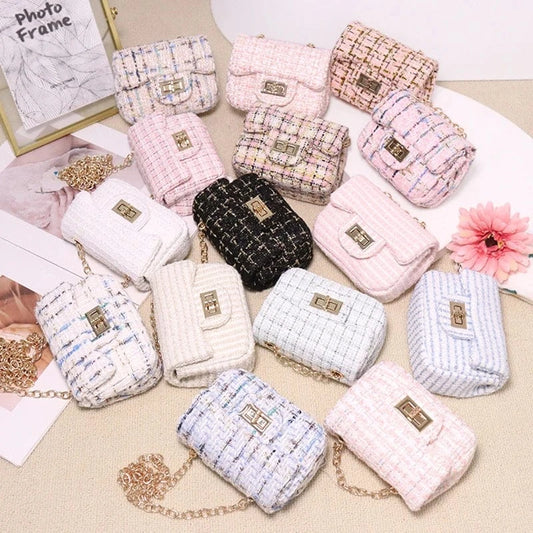 Luxury Famous Brands Designer Inspired Mini Small Classic Flap Tweed Chain Shoulder Crossbody Bags Women Handbags Kids Purses