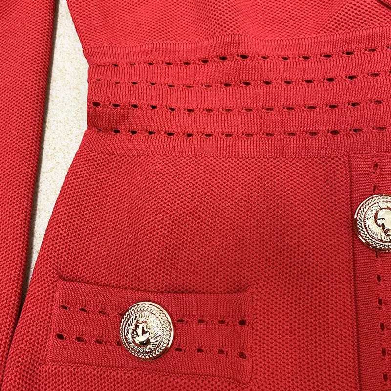 Luxury Fine Workmanship Rhinestone Beading V-neckline Long Sleeve Women Office Blazer Short Mini Slim Dress