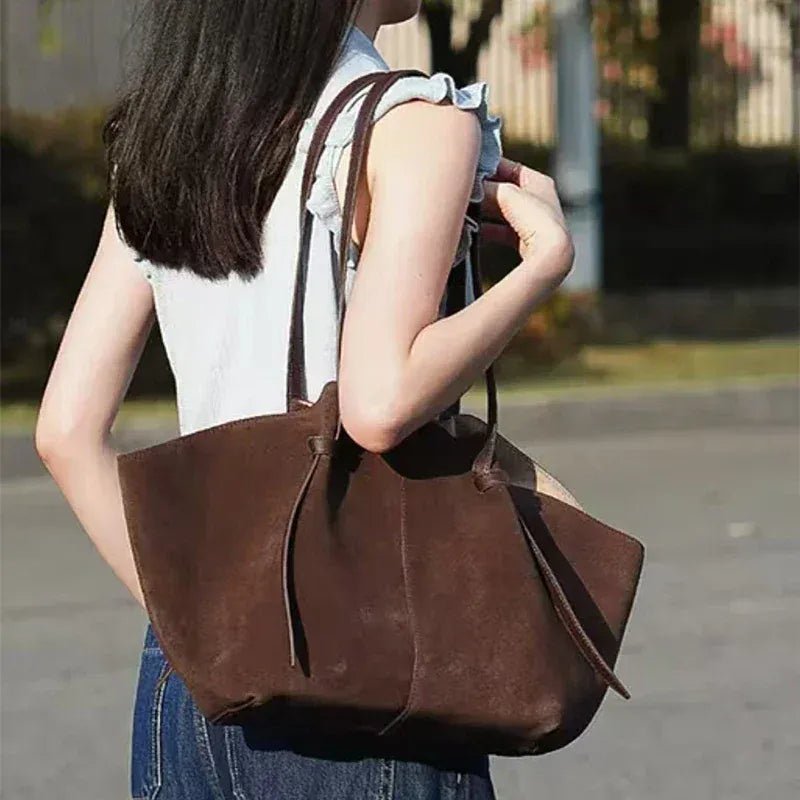 Luxury Frosted Ladies Tote Bag European American Style Wing - shaped Handbag High - end Suede Large - capacity Shoulder Bag Wing Bag - SN Wigs & More