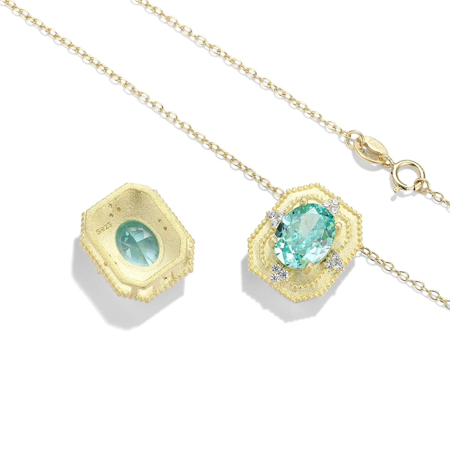 Luxury Geometric Crystal Lab Grown Diamond Necklace Genuine 925 Sterling Silver Pendant for Women Necklaces Jewelry Wedding Gift