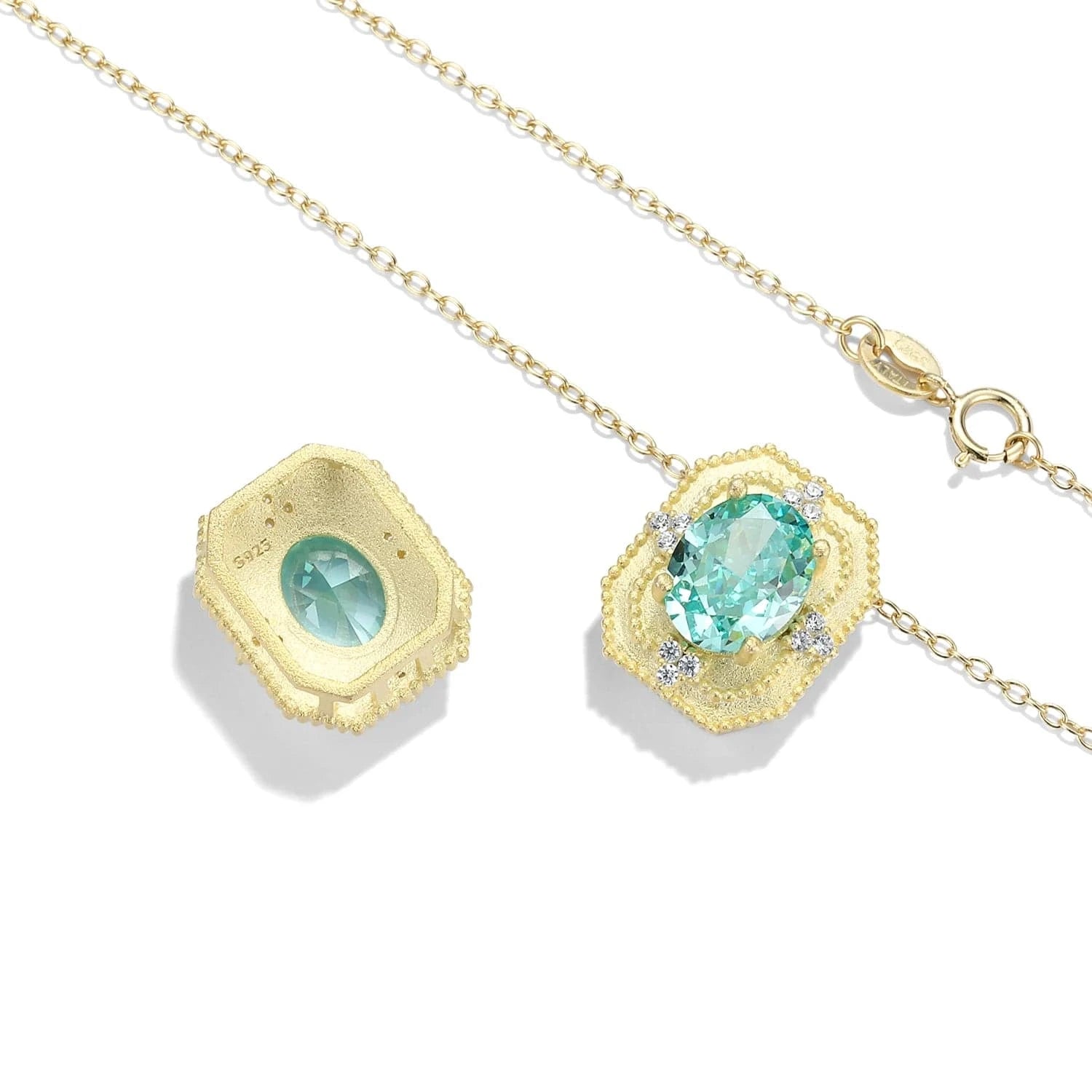Luxury Geometric Crystal Lab Grown Diamond Necklace Genuine 925 Sterling Silver Pendant for Women Necklaces Jewelry Wedding Gift