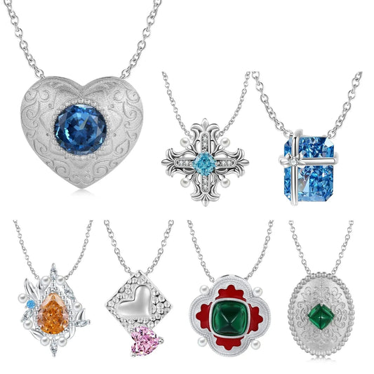 Luxury Geometric Lab Grown Diamond Necklace Genuine 925 Sterling Silver Heart Pendant for Women Necklaces Jewelry Wedding Gift