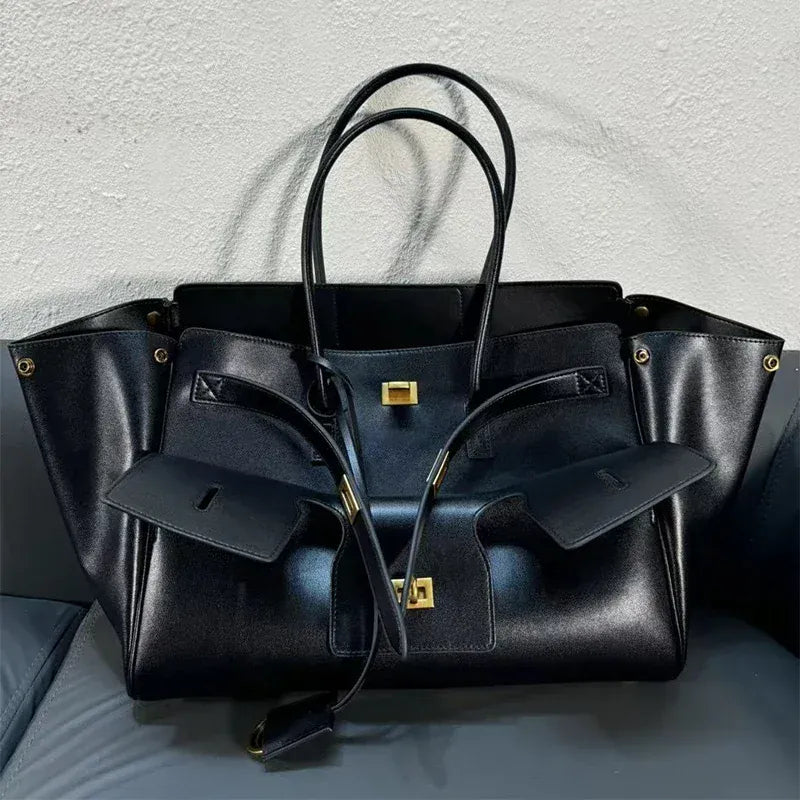 Luxury High Quality Tote Bag Brand Texture Lock Wing Bag Solid Color Simple New Horizontal Square Bag Women's Commuter Handbag - SN Wigs & More