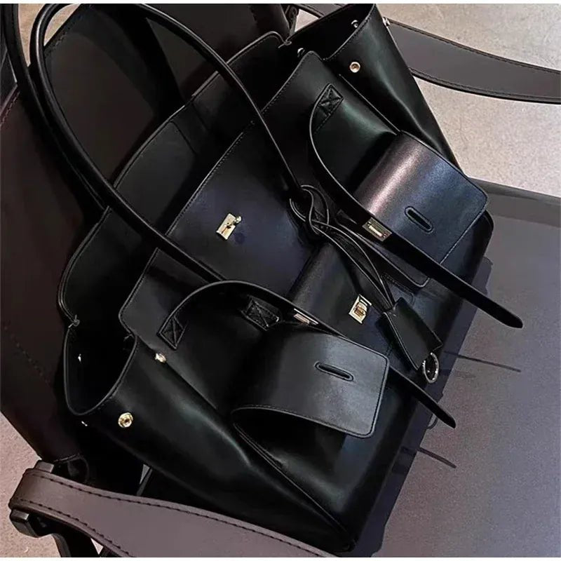 Luxury High Quality Tote Bag Brand Texture Lock Wing Bag Solid Color Simple New Horizontal Square Bag Women's Commuter Handbag - SN Wigs & More