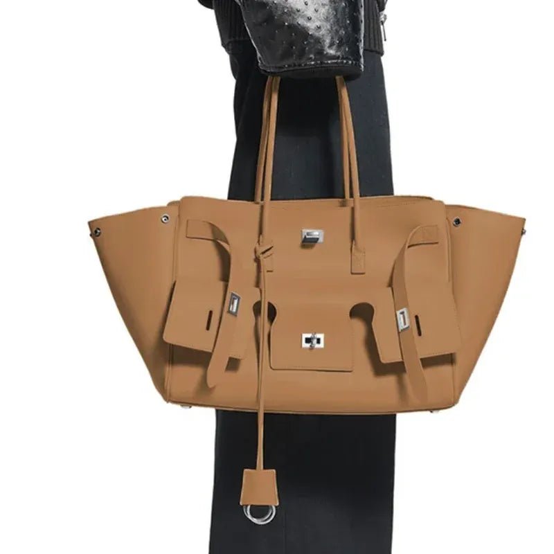 Luxury High Quality Tote Bag Brand Texture Lock Wing Bag Solid Color Simple New Horizontal Square Bag Women's Commuter Handbag - SN Wigs & More