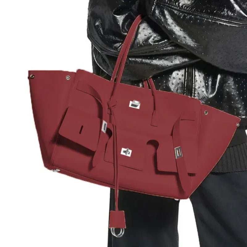 Luxury High Quality Tote Bag Brand Texture Lock Wing Bag Solid Color Simple New Horizontal Square Bag Women's Commuter Handbag - SN Wigs & More