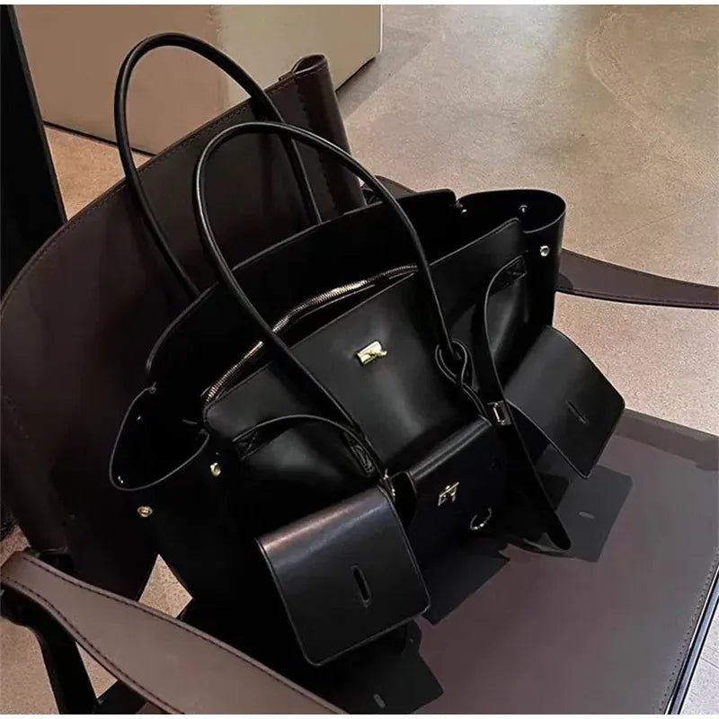 Luxury High Quality Tote Bag Brand Texture Lock Wing Bag Solid Color Simple New Horizontal Square Bag Women's Commuter Handbag - SN Wigs & More