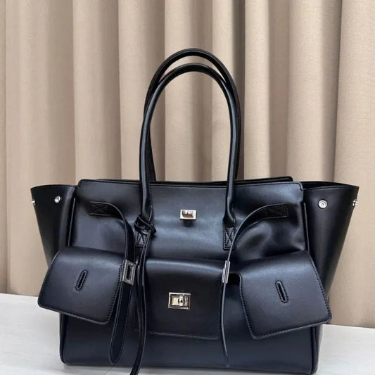Luxury High Quality Tote Bag Brand Texture Lock Wing Bag Solid Color Simple New Horizontal Square Bag Women's Commuter Handbag - SN Wigs & More