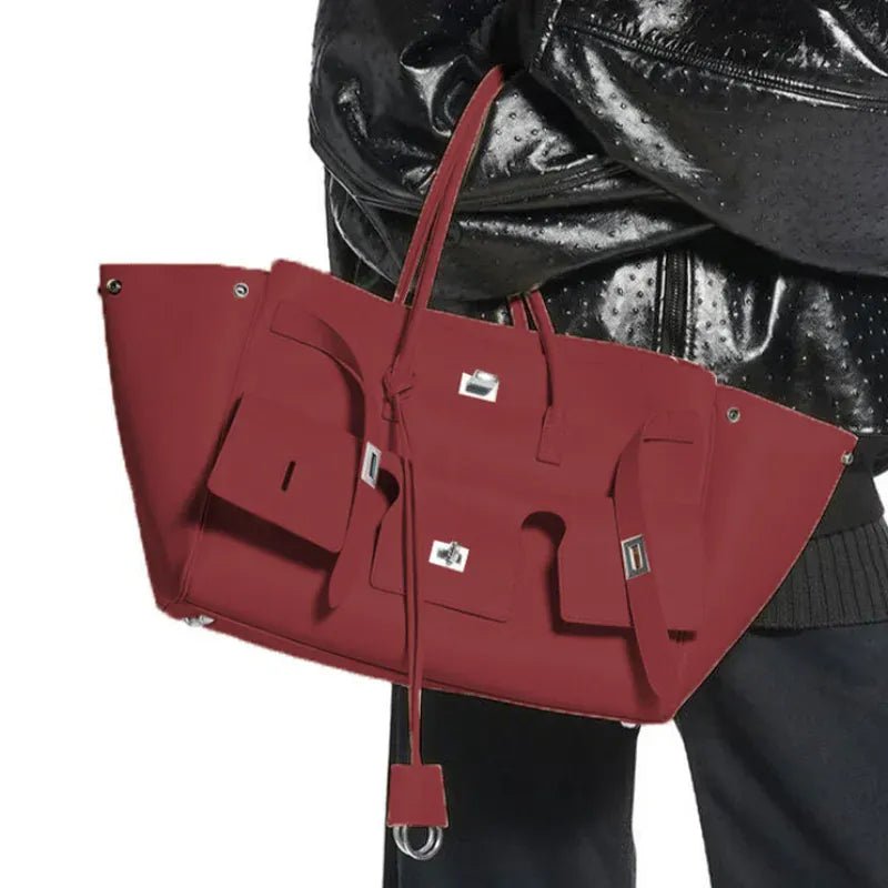 Luxury High Quality Tote Bag Brand Texture Lock Wing Bag Solid Color Simple New Horizontal Square Bag Women's Commuter Handbag - SN Wigs & More