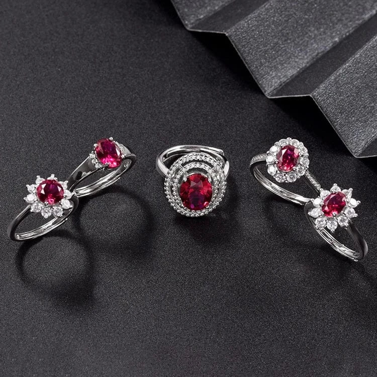 Luxury jewelry ruby oval cut 5x7mm 925 sliver rings jewelry women