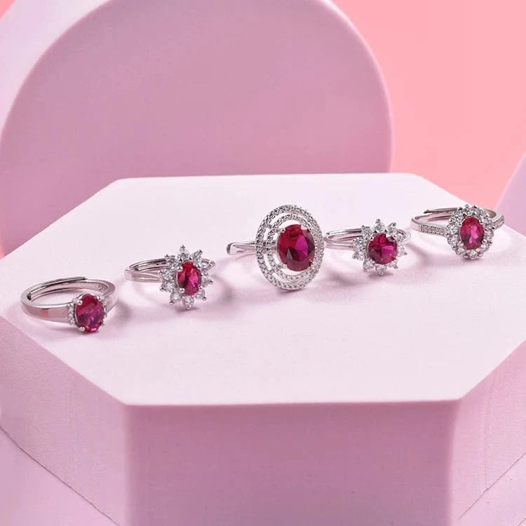 Luxury jewelry ruby oval cut 5x7mm 925 sliver rings jewelry women