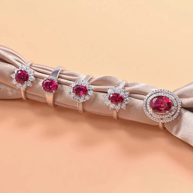 Luxury jewelry ruby oval cut 5x7mm 925 sliver rings jewelry women
