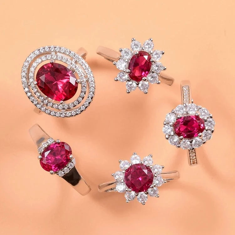 Luxury jewelry ruby oval cut 5x7mm 925 sliver rings jewelry women
