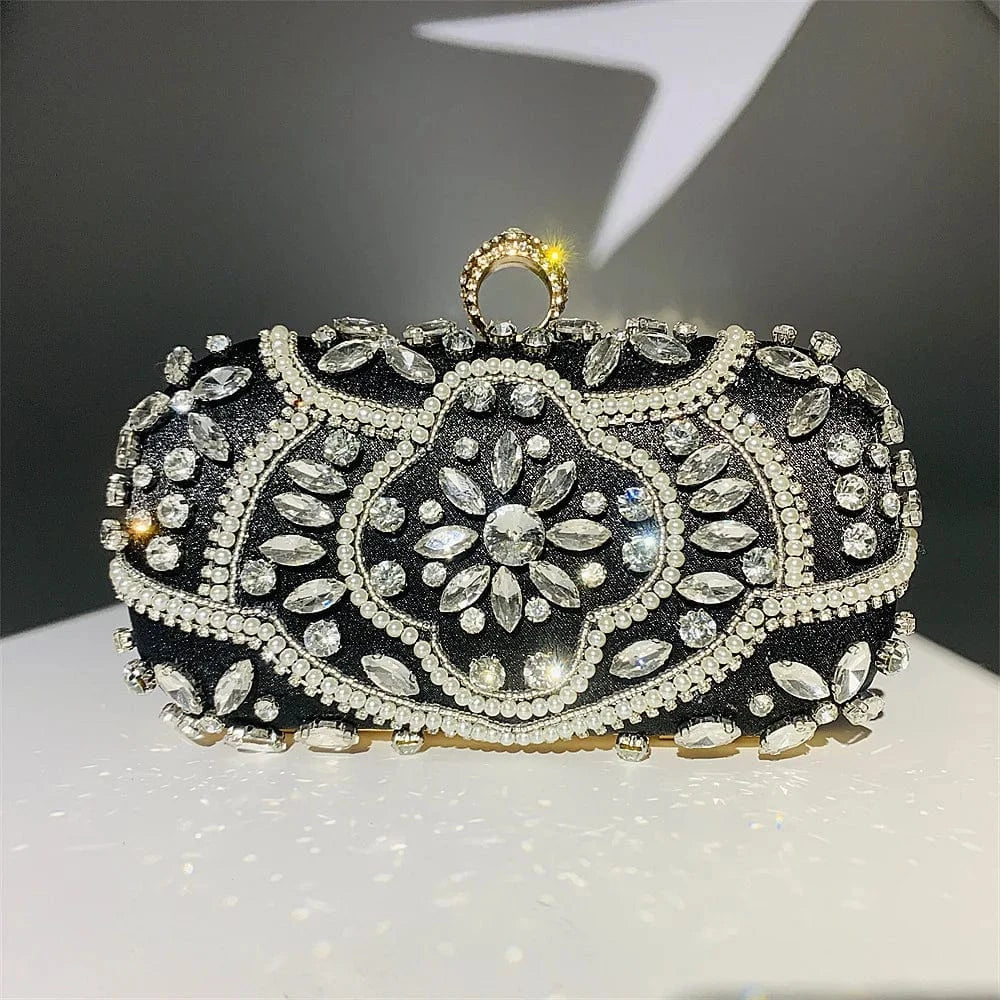 Luxury party elegant crystal handbag ladies bling purse diamond rhinestone envelope bag evening women's clutches
