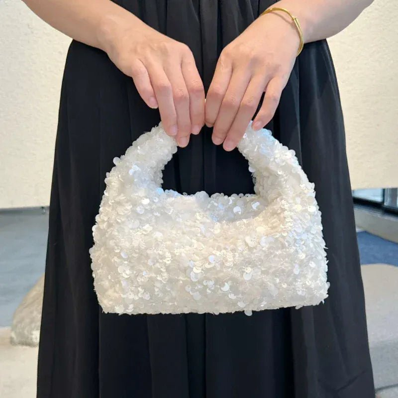 Luxury Pearlescent Sequin Party Wallet Crescent Shape Exquisite Elegant Evening Clutch Bag Summer Beach Wed Shoulder Bag Handbag - SN Wigs & More