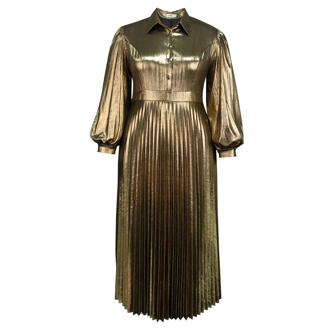 Luxury Pleated Dresses for Woman Turn Down Collar Full Sleeve Single Breatsed Ankle Length Elegant Birthday Party Dinner Dress