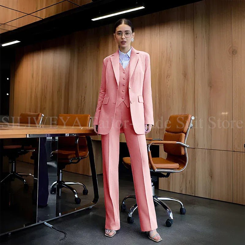 Luxury Purple Blue Women's Kit Suits 3 Piece Jacket Pants Vest Notch Lapel Female Clothing Slim Fit Smart Office Lady's Sets - SN Wigs & More