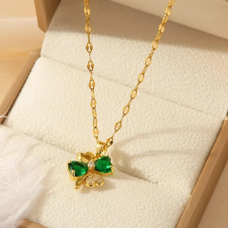 Luxury Shiny Stainless Steel 18k Gold Zircon Heart Butterfly Pendant Necklace Women Boutique Pearl Flower Leaf Necklace for Gift