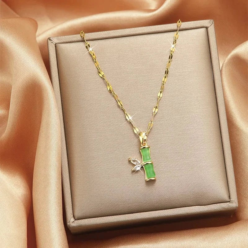 Luxury Shiny Stainless Steel 18k Gold Zircon Heart Butterfly Pendant Necklace Women Boutique Pearl Flower Leaf Necklace for Gift