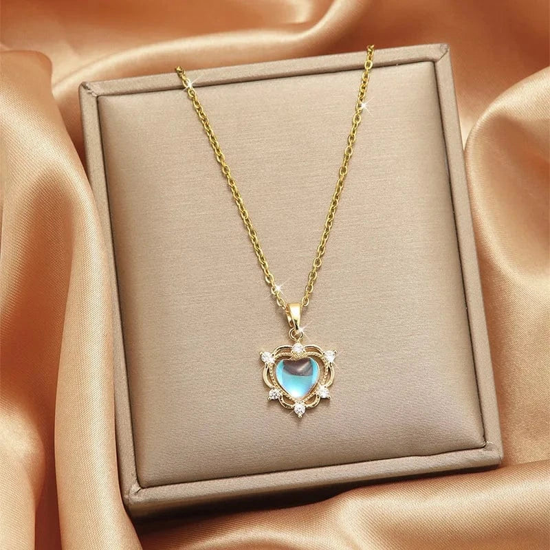 Luxury Shiny Stainless Steel 18k Gold Zircon Heart Butterfly Pendant Necklace Women Boutique Pearl Flower Leaf Necklace for Gift