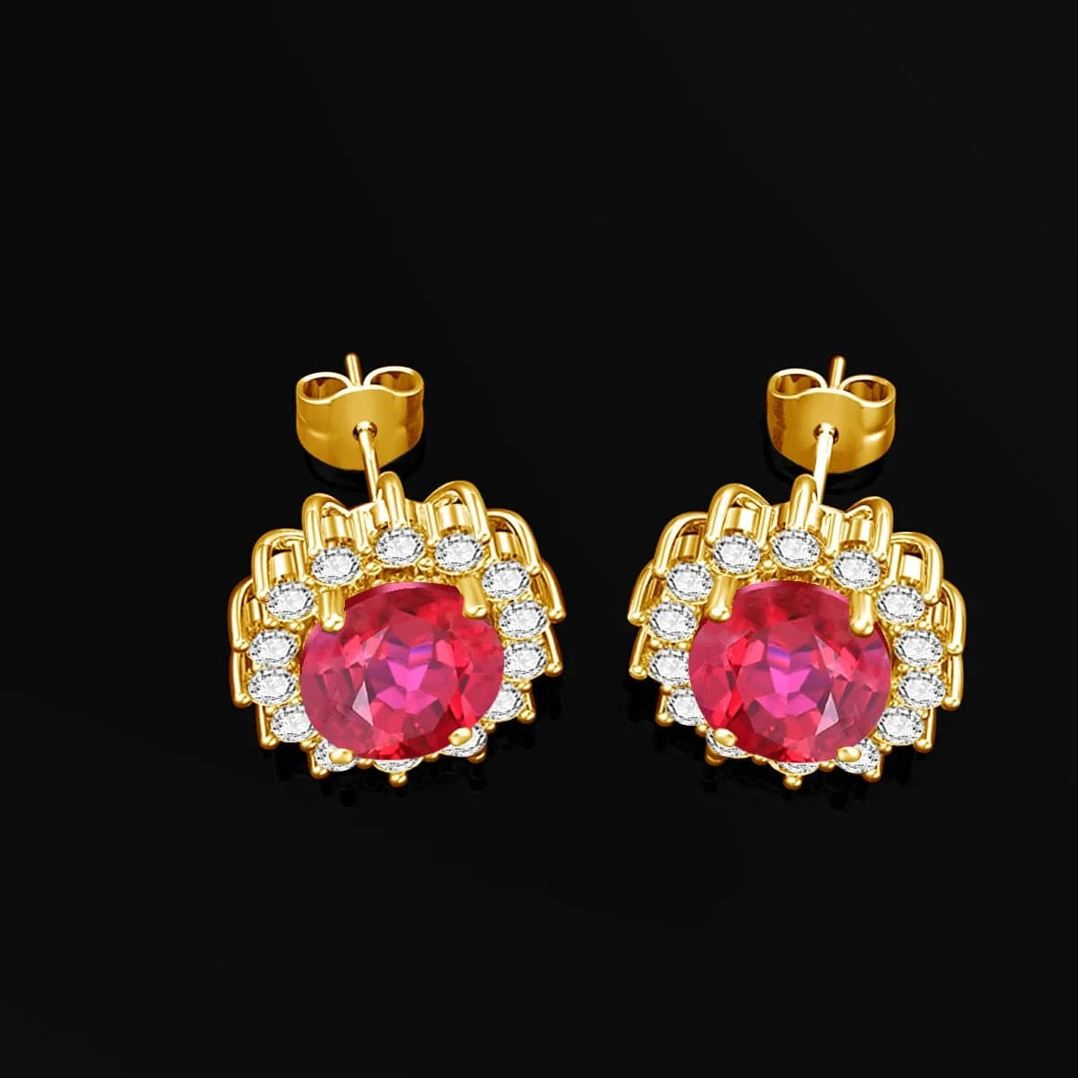 Luxury Sterling Silver 925 Stud Earrings with Garnet Princess Diana Inspired Design for Anniversary Celebrations