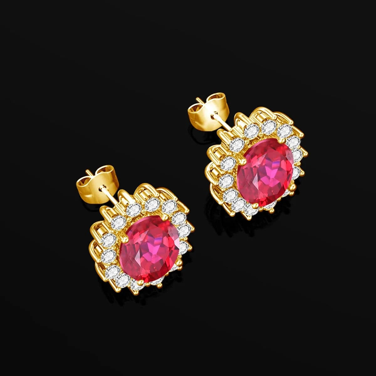 Luxury Sterling Silver 925 Stud Earrings with Garnet Princess Diana Inspired Design for Anniversary Celebrations