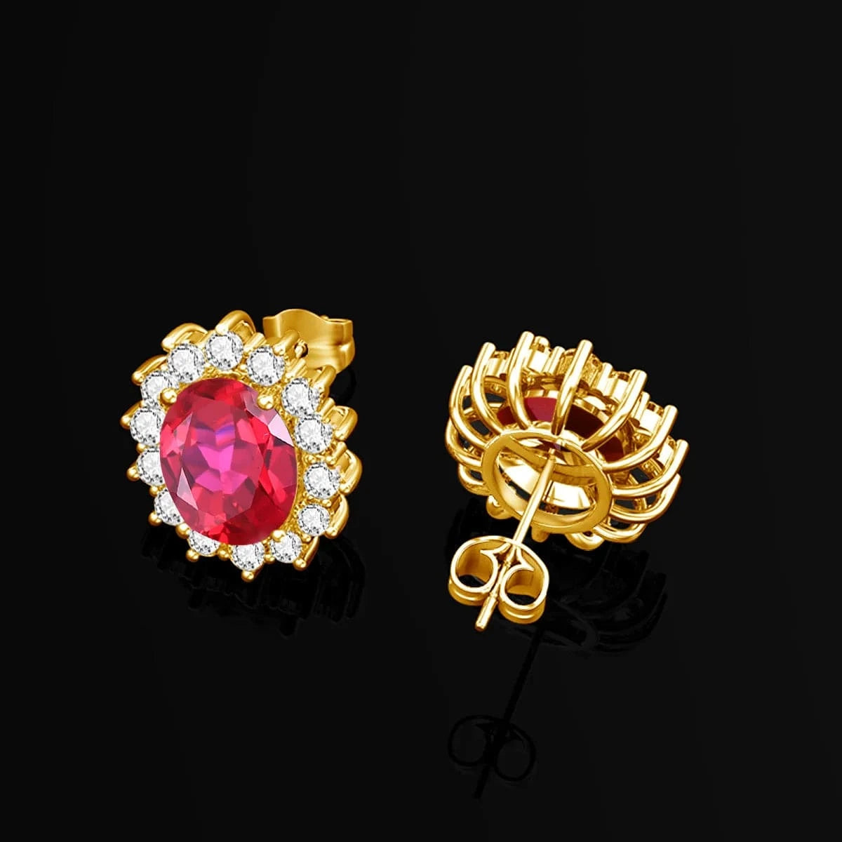 Luxury Sterling Silver 925 Stud Earrings with Garnet Princess Diana Inspired Design for Anniversary Celebrations